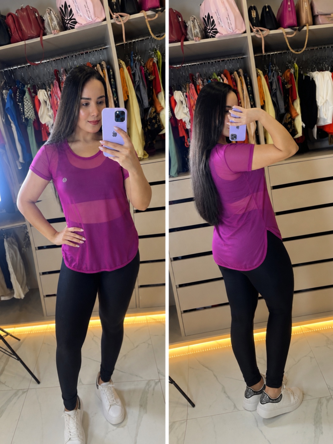 Blusa tule fúcsia