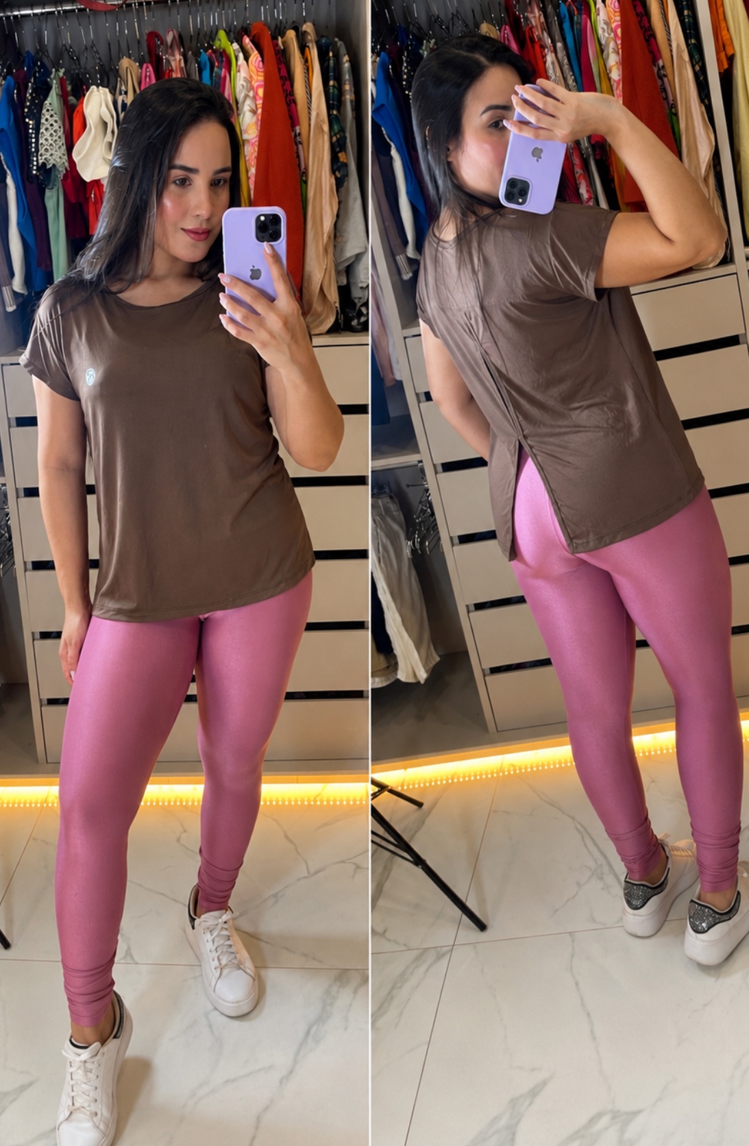 Blusa marrom fenda
